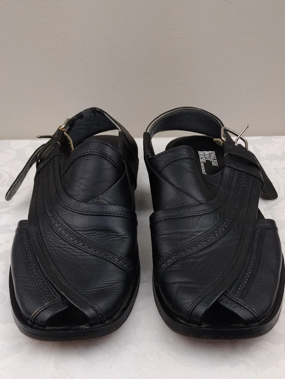 Original English Boot House Peshawari Chappel Black Leather Buckled Sandal Shoe